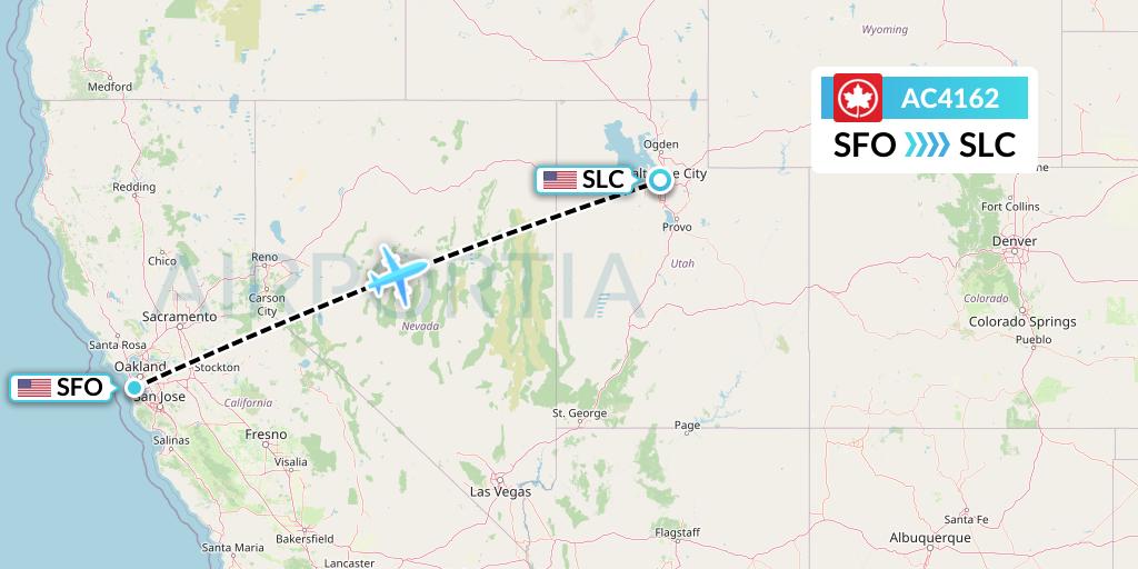 AC4162 Air Canada Flight Map: San Francisco to Salt Lake City