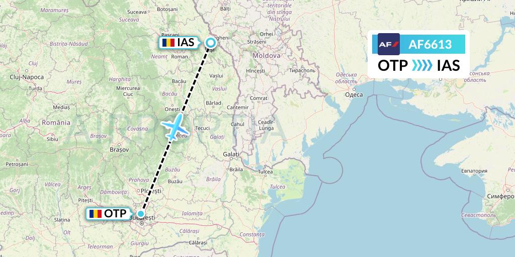 AF6613 Air France Flight Map: Bucharest to Iasi