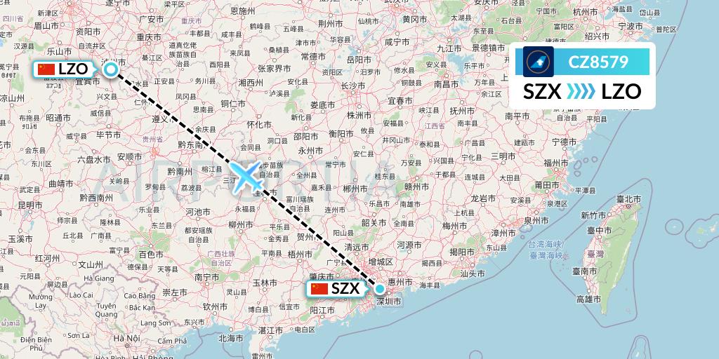 CZ8579 China Southern Airlines Flight Map: Shenzhen to Luzhou