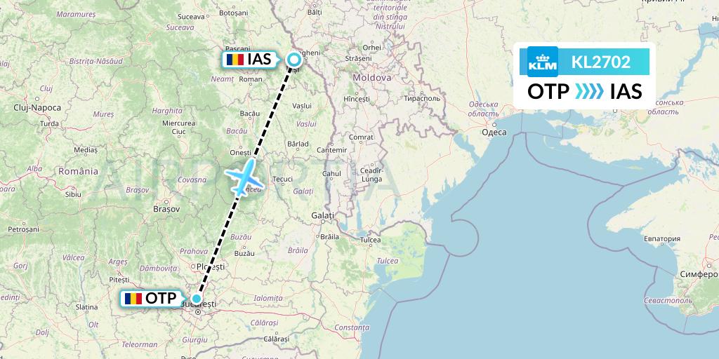 KL2702 KLM Flight Map: Bucharest to Iasi