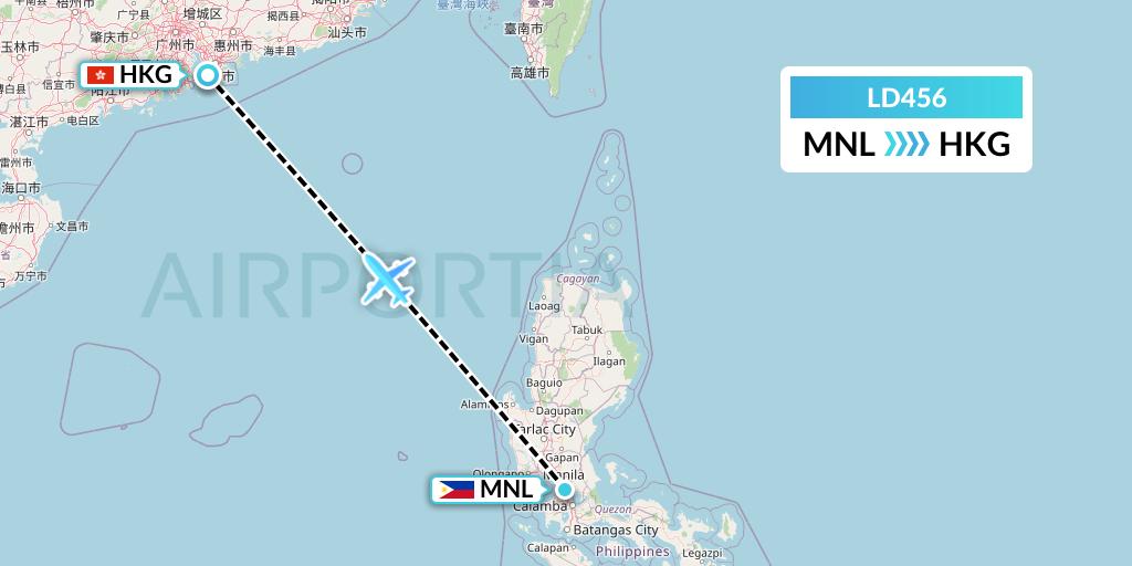 LD456 Air Hong Kong Flight Map: Manila to Hong Kong
