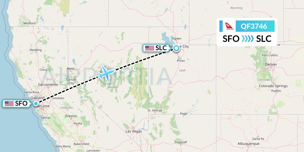 QF3746 Qantas Flight Map: San Francisco to Salt Lake City