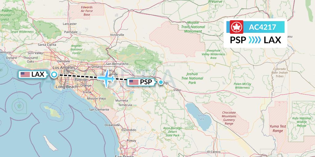 AC4217 Air Canada Flight Map: Palm Springs to Los Angeles