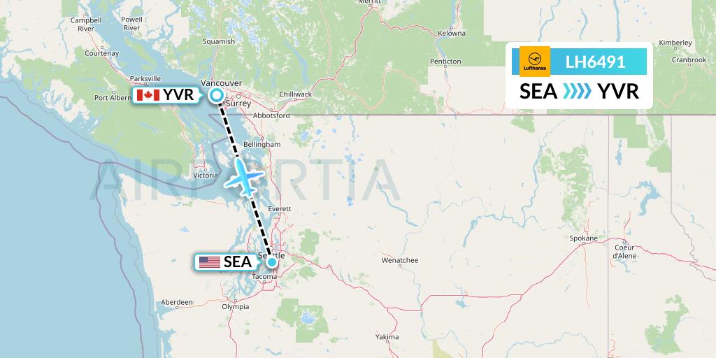 LH6491 Lufthansa Flight Map: Seattle to Vancouver