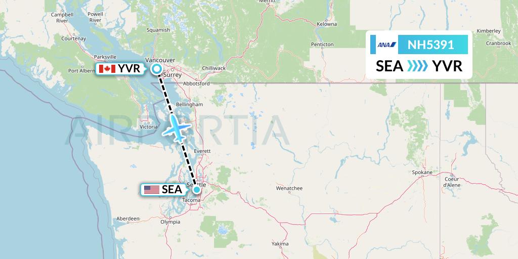 NH5391 All Nippon Airways Flight Map: Seattle to Vancouver