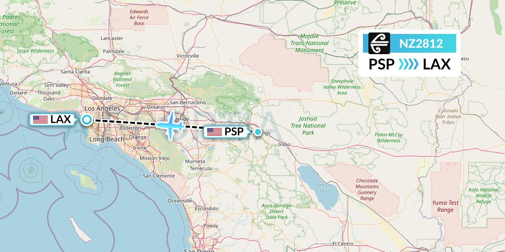 NZ2812 Air New Zealand Flight Map: Palm Springs to Los Angeles