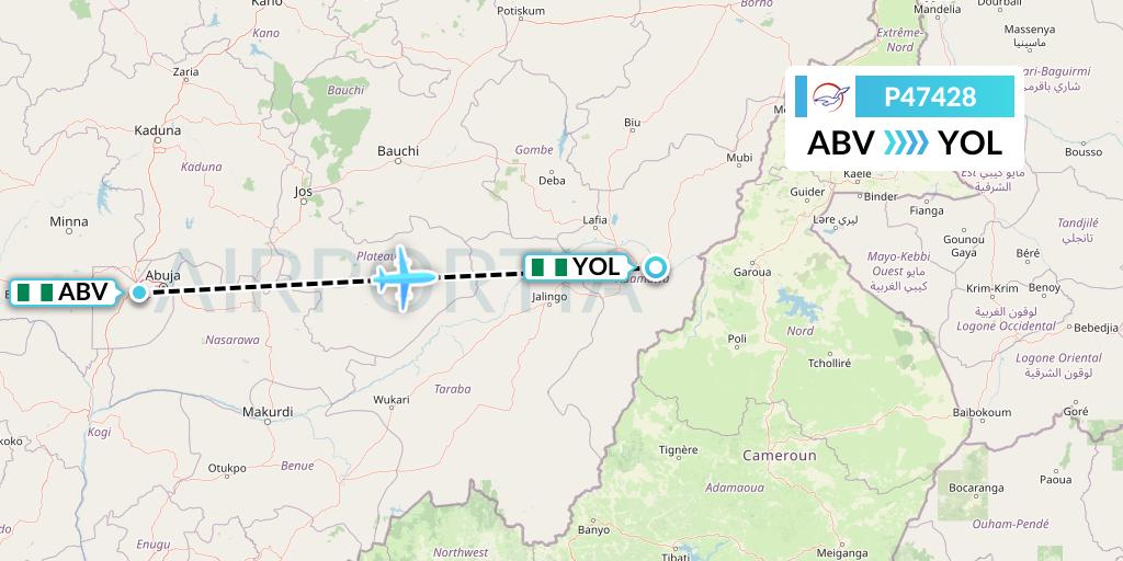 P47428 Air Peace Flight Map: Abuja to Yola