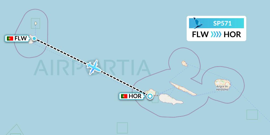 SP571 SATA Air Acores Flight Map: Flores to Horta