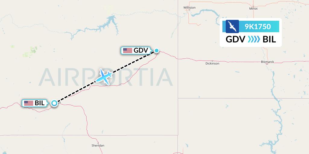 9K1750 Cape Air Flight Map: Dawson to Billings