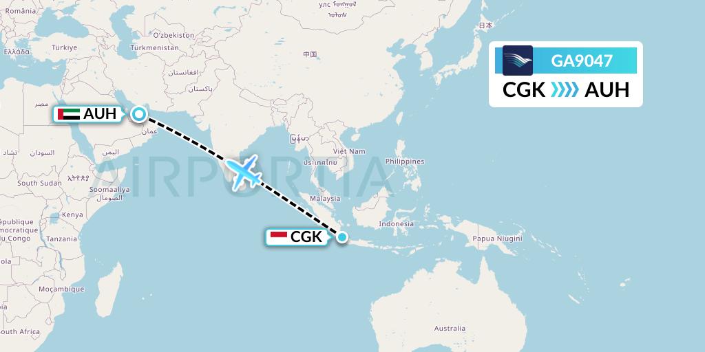 GA9047 Garuda Indonesia Flight Map: Jakarta to Abu Dhabi