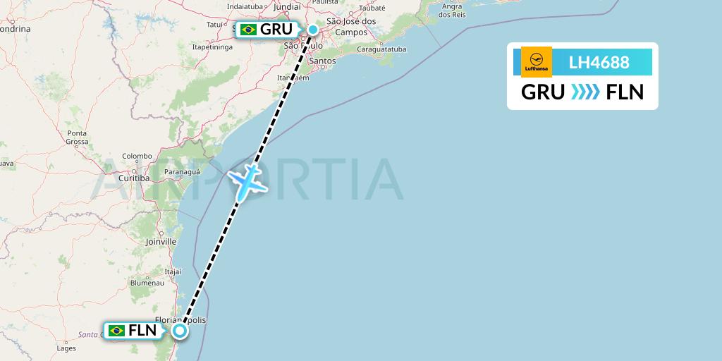 LH4688 Lufthansa Flight Map: Sao Paulo to Florianopolis
