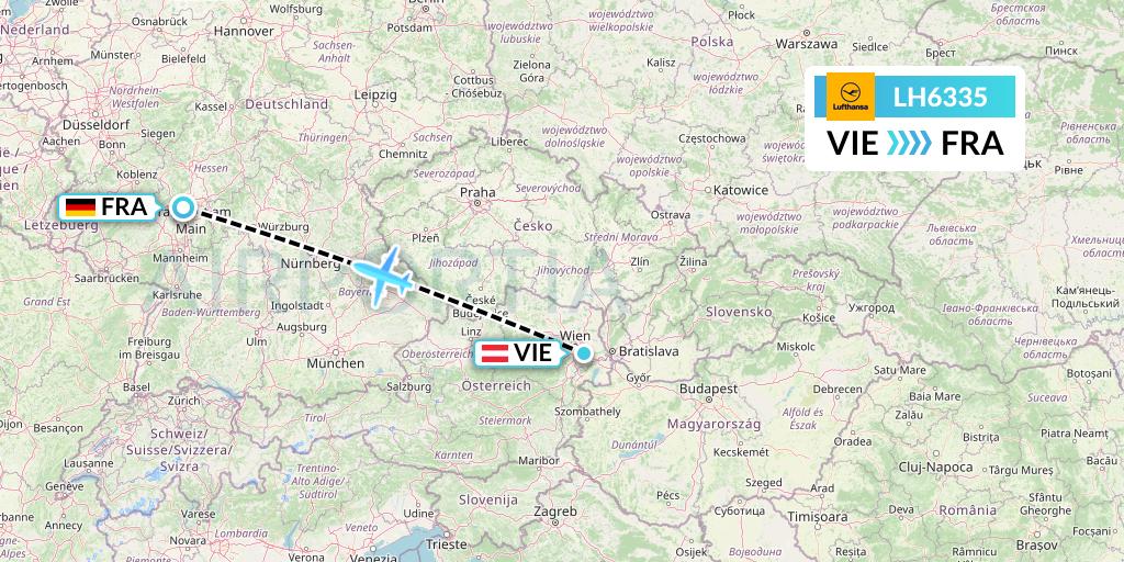 LH6335 Lufthansa Flight Map: Vienna to Frankfurt