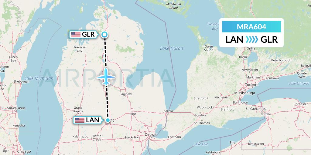 MRA604 Martinaire Flight Map: Lansing to Gaylord