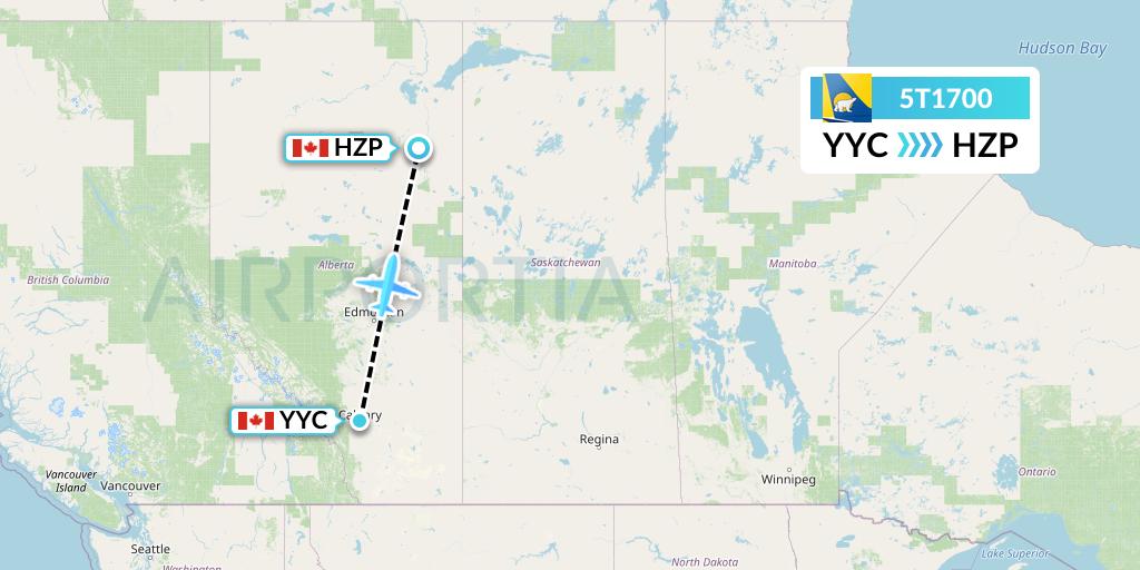 5T1700 Canadian North Flight Map: Calgary to Fort MacKay