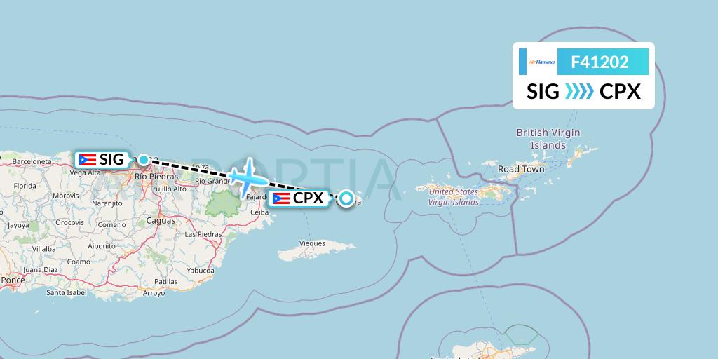 F41202 Air Flamenco Flight Map: San Juan to Isla De Culebra