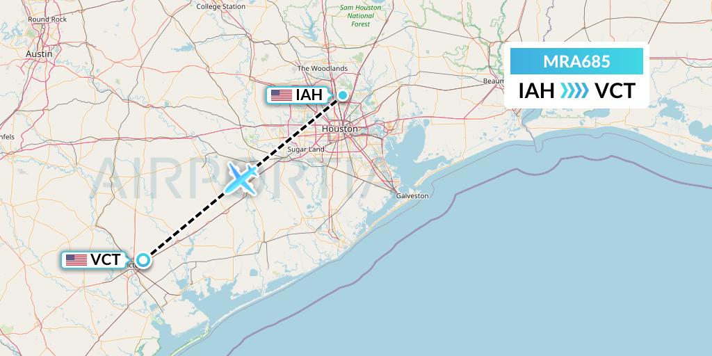 MRA685 Martinaire Flight Map: Houston to Victoria