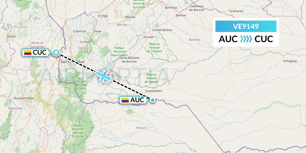VE9149 Easyfly Flight Map: Arauca to Cucuta