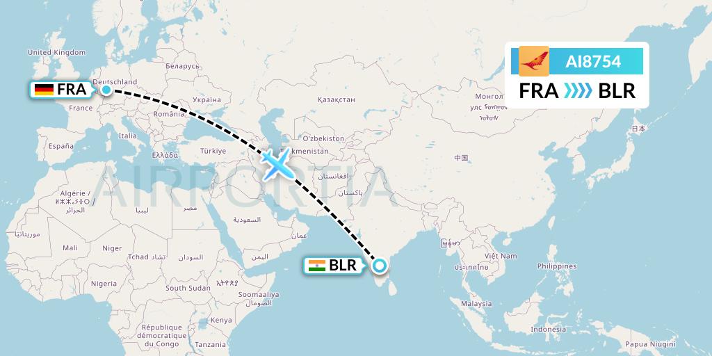 AI8754 Flight Status Air India Frankfurt to Bangalore (AIC8754)