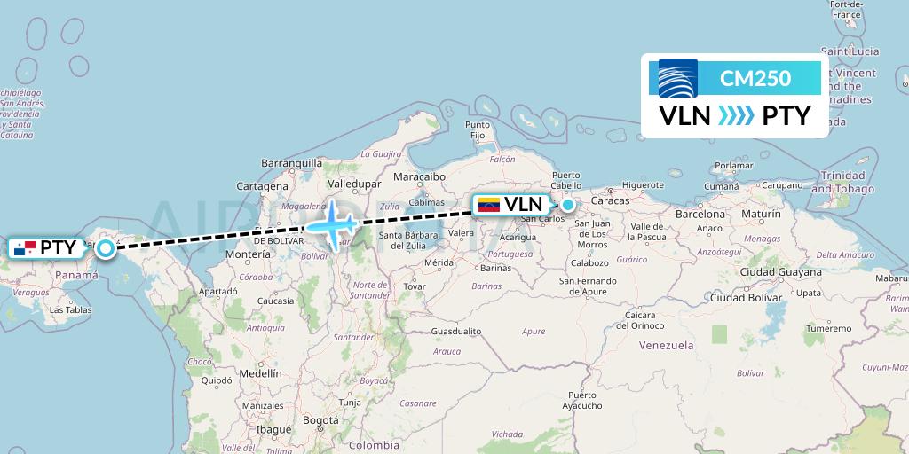 CM250 Flight Status Copa Airlines Valencia to Panama City (CMP250)