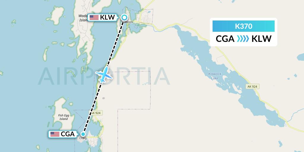 K370 Taquan Air Flight Map: Craig to Klawock