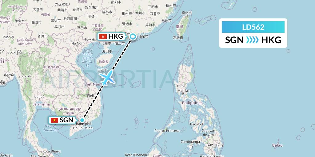LD562 Air Hong Kong Flight Map: Ho Chi Minh City to Hong Kong