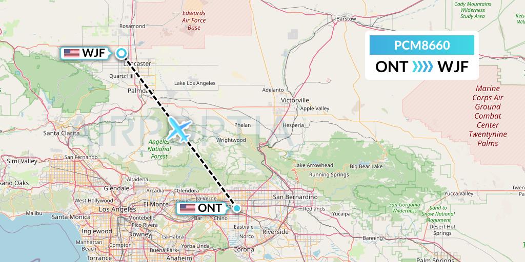 PCM8660 Westair Industries Flight Map: Ontario to Lancaster