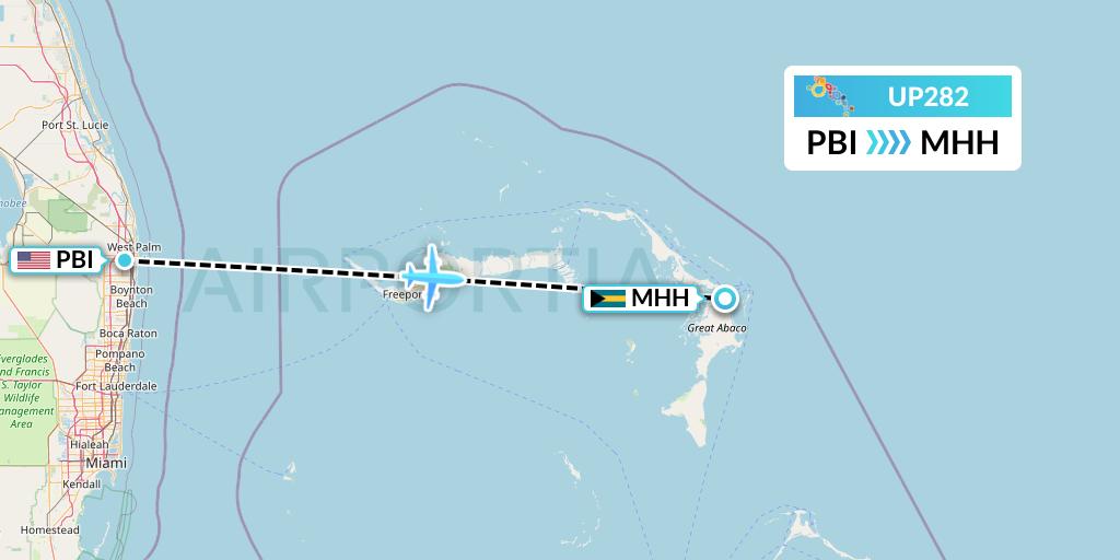 UP282 Flight Status Bahamasair West Palm Beach to Marsh Harbour (BHS282)