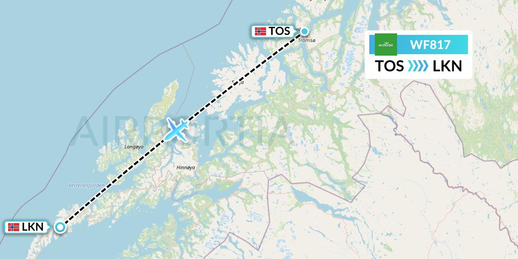 WF817 Wideroe Flight Map: Tromso to Leknes