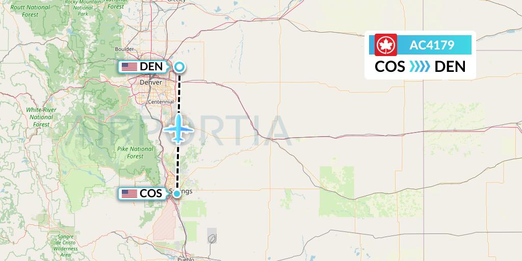 AC4179 Air Canada Flight Map: Colorado Springs to Denver