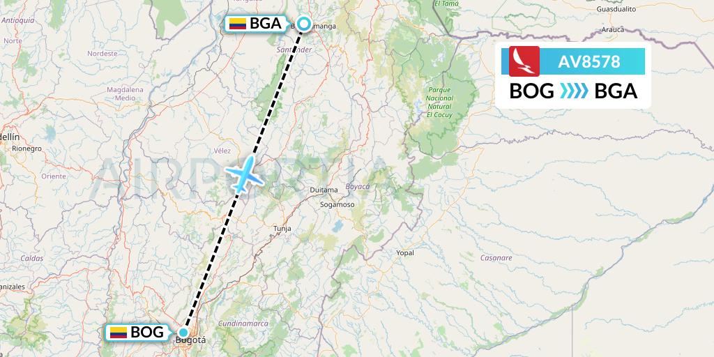 AV8578 Avianca Flight Map: Bogota to Bucaramanga