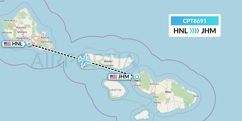 CPT8691 Corporate Air Flight Map: Honolulu to Lahaina