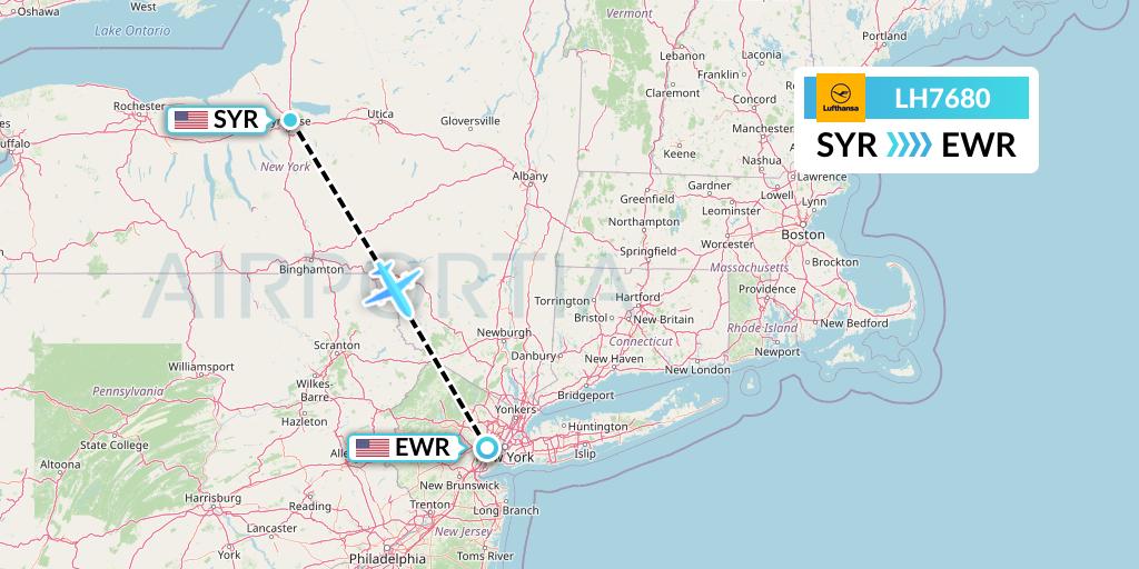 LH7680 Lufthansa Flight Map: Syracuse to New York