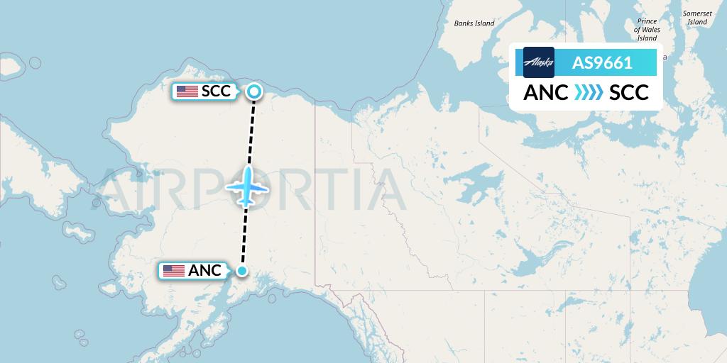 AS9661 Alaska Airlines Flight Map: Anchorage to Deadhorse