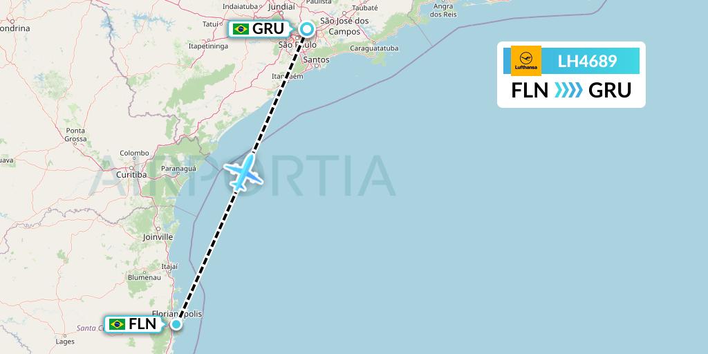 LH4689 Lufthansa Flight Map: Florianopolis to Sao Paulo