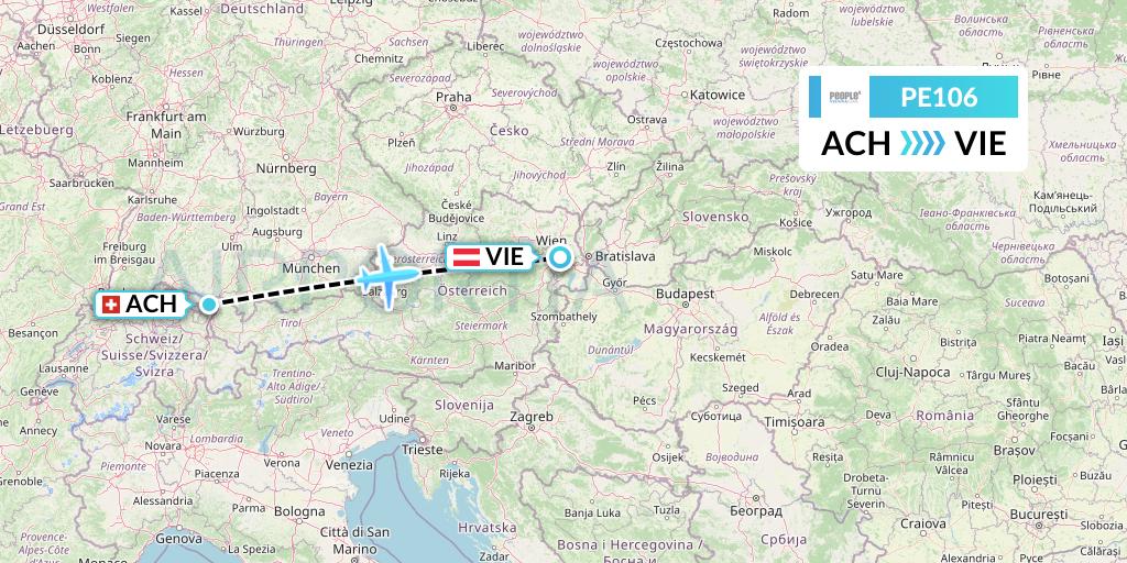 PE106 People's Viennaline Flight Map: St. Gallen to Vienna