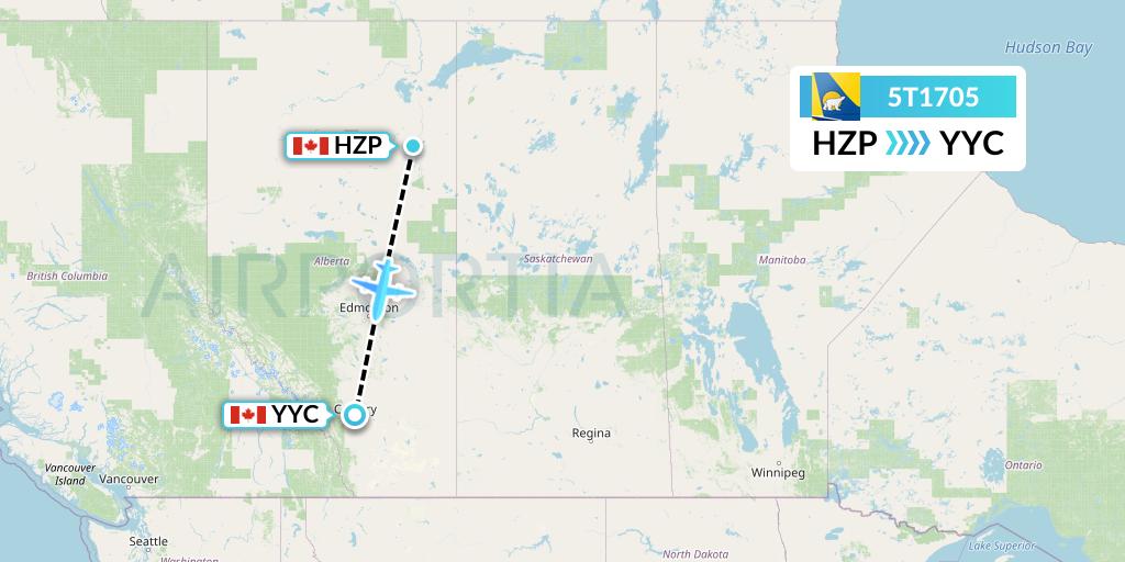 5T1705 Canadian North Flight Map: Fort MacKay to Calgary