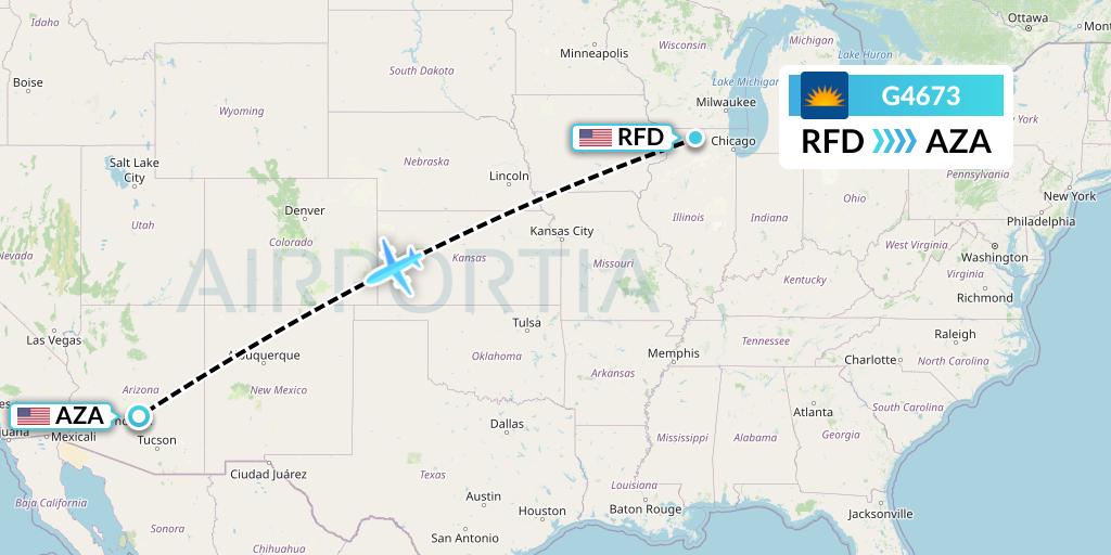 G4673 Allegiant Air Flight Map: Chicago to Phoenix