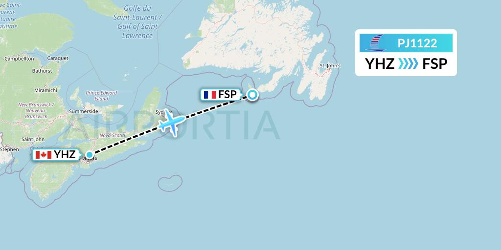 PJ1122 Air Saint-Pierre Flight Map: Halifax to Saint-Pierre