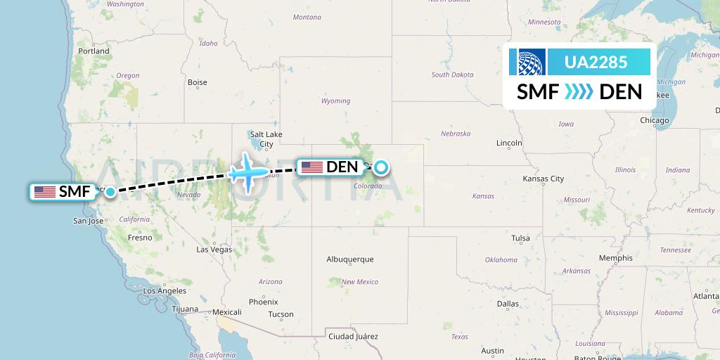 UA2285 United Airlines Flight Map: Sacramento to Denver