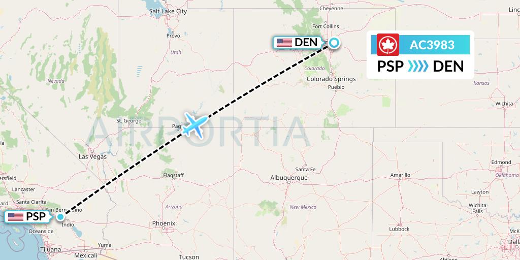 AC3983 Air Canada Flight Map: Palm Springs to Denver