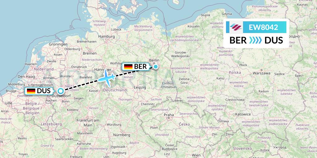 EW8042 Eurowings Flight Map: Berlin to Dusseldorf