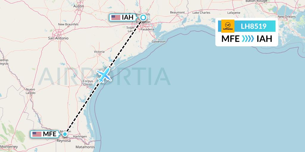 LH8519 Lufthansa Flight Map: McAllen to Houston