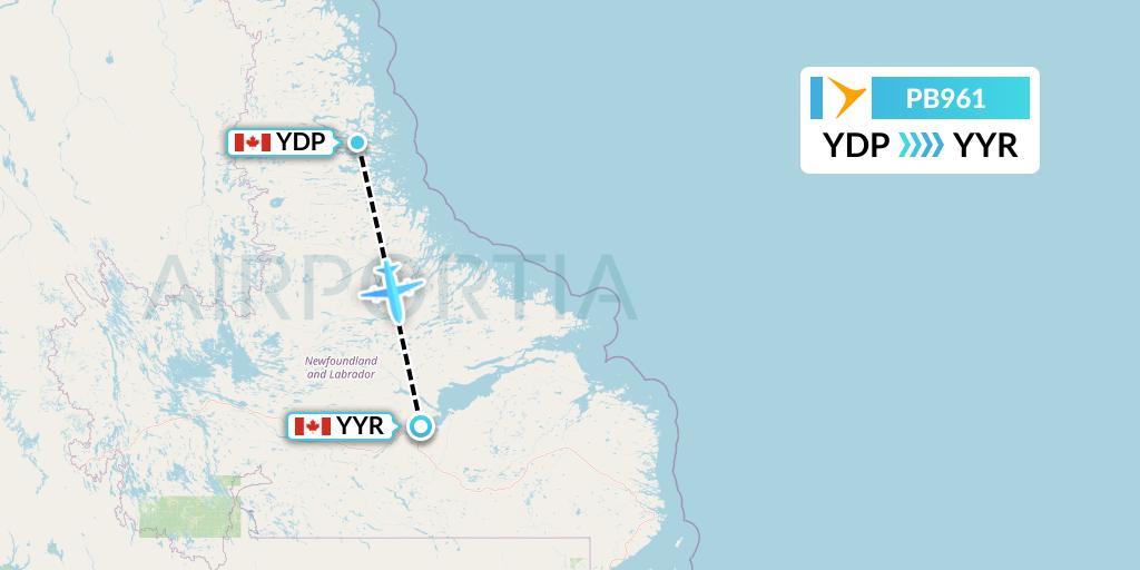 PB961 PAL Airlines Flight Map: Nain to Goose Bay