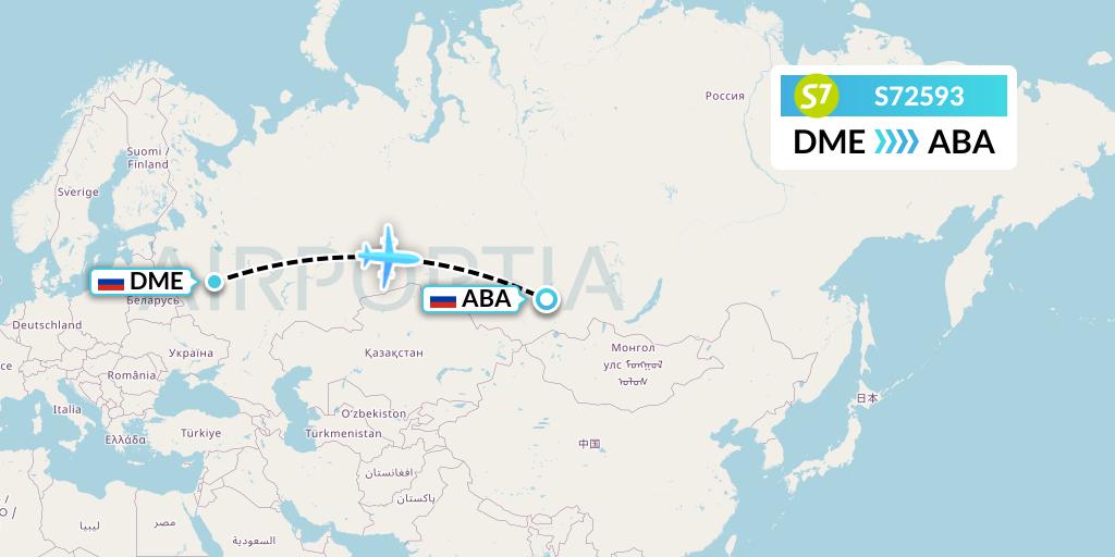 S72593 S7 Airlines Flight Map: Moscow to Abakan