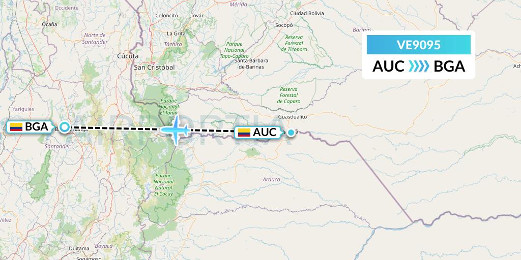VE9095 Easyfly Flight Map: Arauca to Bucaramanga