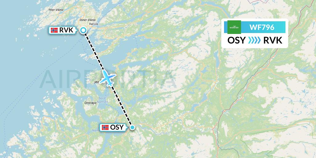 WF796 Wideroe Flight Map: Namsos to Rorvik