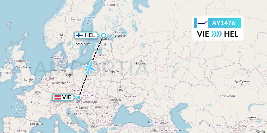 AY1476 Finnair Flight Map: Vienna to Helsinki