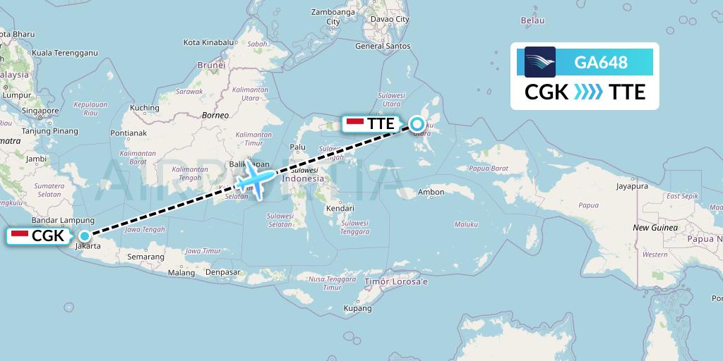 GA648 Garuda Indonesia Flight Map: Jakarta to Ternate