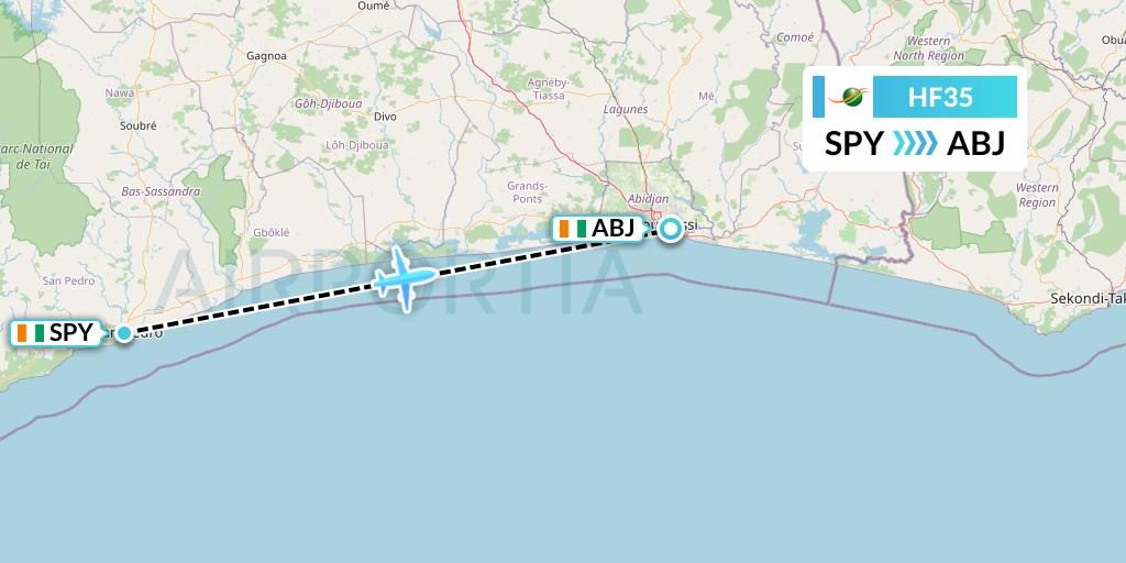HF35 Flight Status Air Cote d'Ivoire Ivory Coast to Abidjan (VRE35)