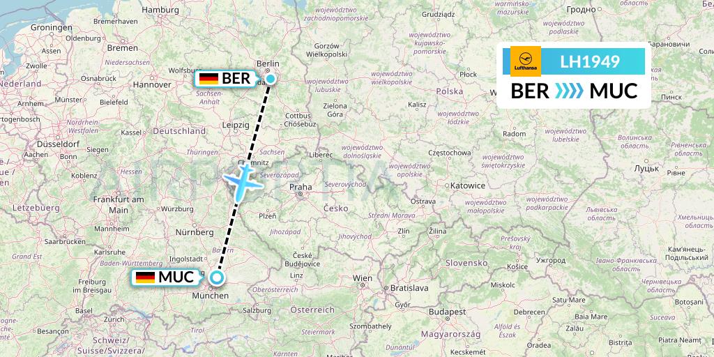 LH1949 Lufthansa Flight Map: Berlin to Munich